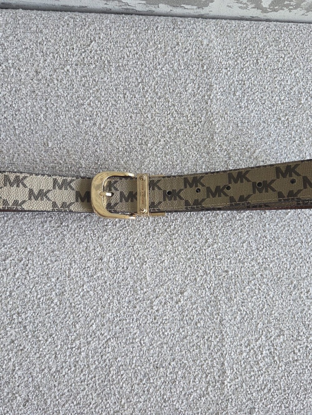 ​Michael Kors Reversible Belt Brown MK Monogram & Cognac Pebbled Leather 38"